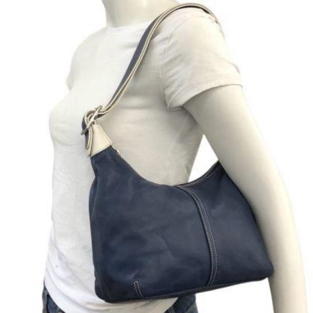 Vintage Coach Navy Leather Legacy Convertible Hobo Bag Y2K Shoulder Purse